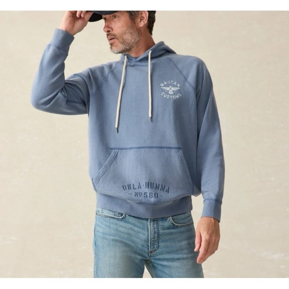 Faherty Steven Paul Judd Fleece Hoodie - Mautan Blue medium